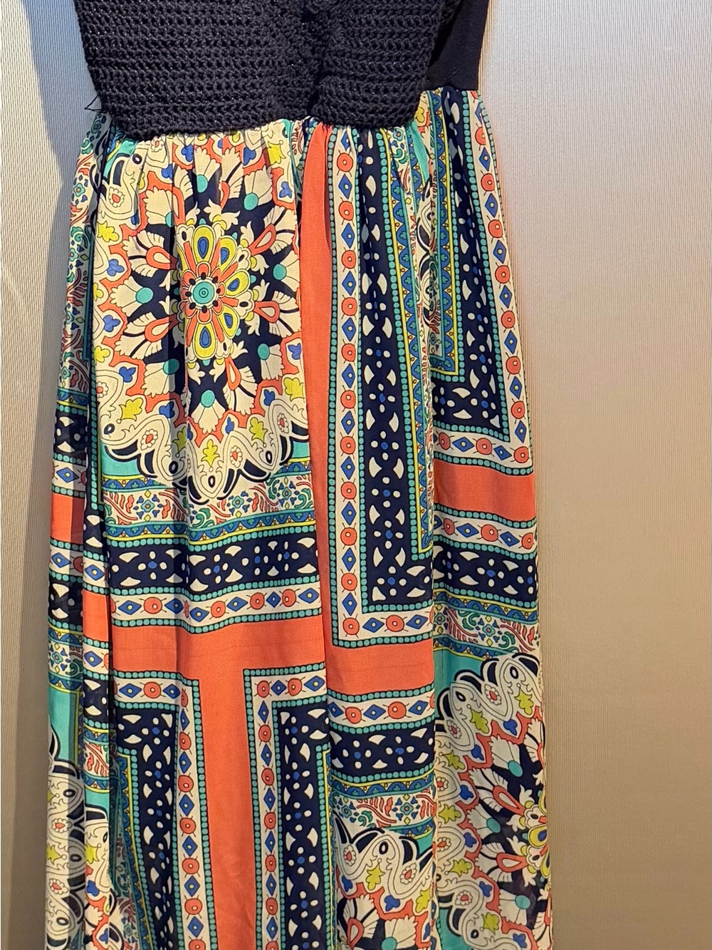 Maurices Coral, Navy & Teal Printed Maxi Dress